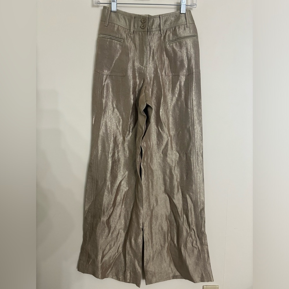 Peace of Cloth Metallic Gold Wide Leg Pants